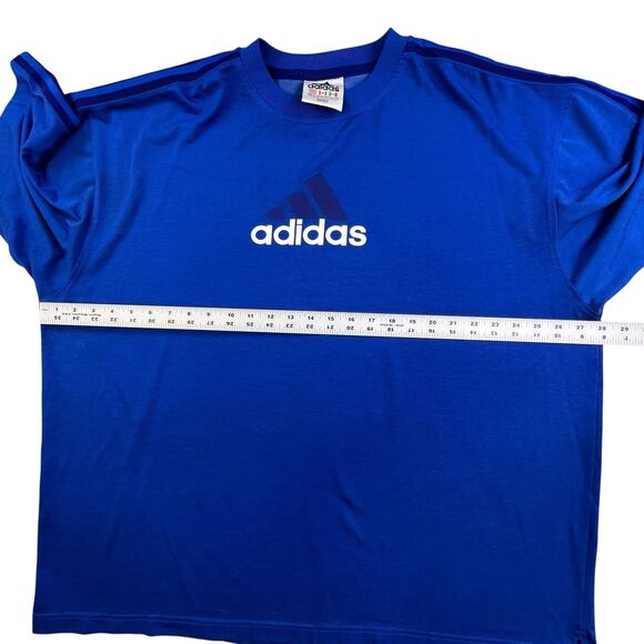 Vintage Adidas Shirt Men XXL Blue 3 Stripes Crewneck Spell Out Graphic Soccer - Picture 9 of 10